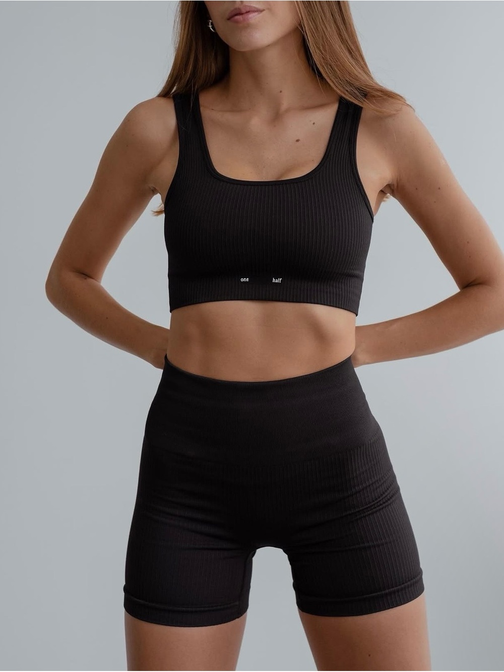 One Half Nude Ribbed Matching Activewear Set